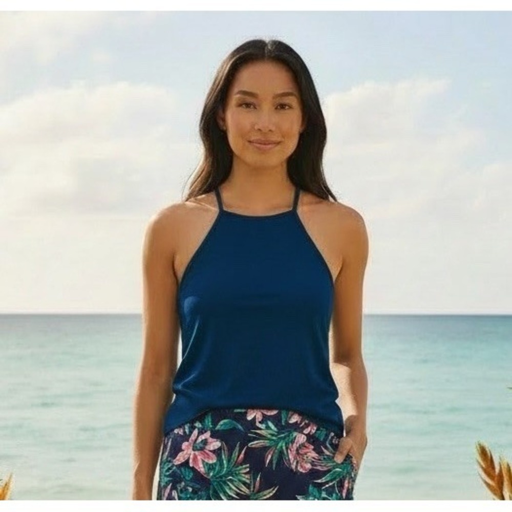 New Lilly Pulitzer Shay Top Resort Navy Women Size XS X Small Pima Modal Spandex